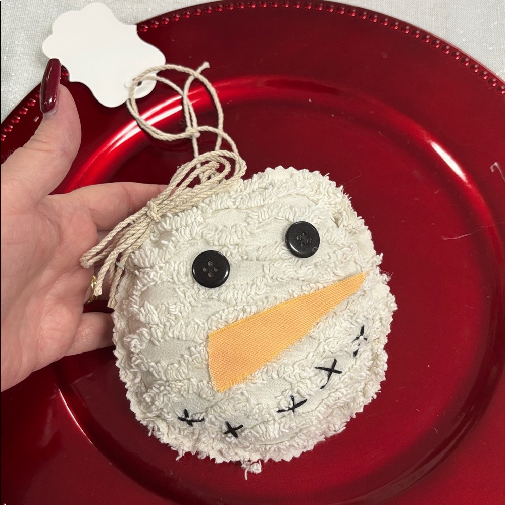 White Snowman Ornament with Orange Nose